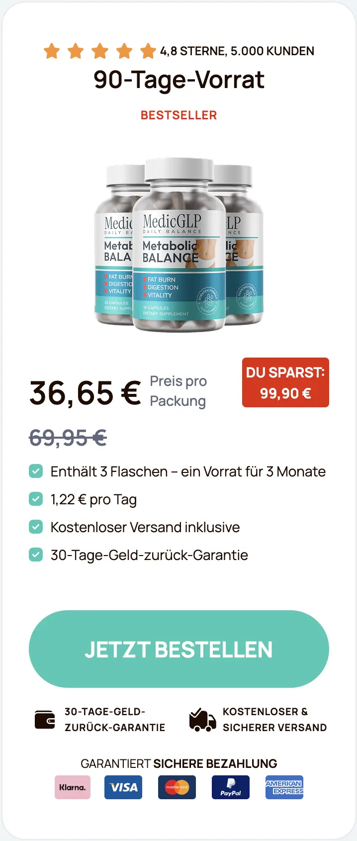 MedicGLP Paket 3 Flaschen